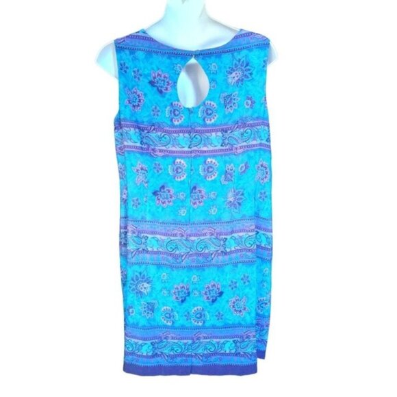 R & K Floral Print Sleeveless Back Keyhole Zip Closure Shift Dress Plus Size 20W - Picture 6 of 8